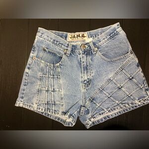 J.U.N.K Light Blue Jean Shorts with Unique Stitching